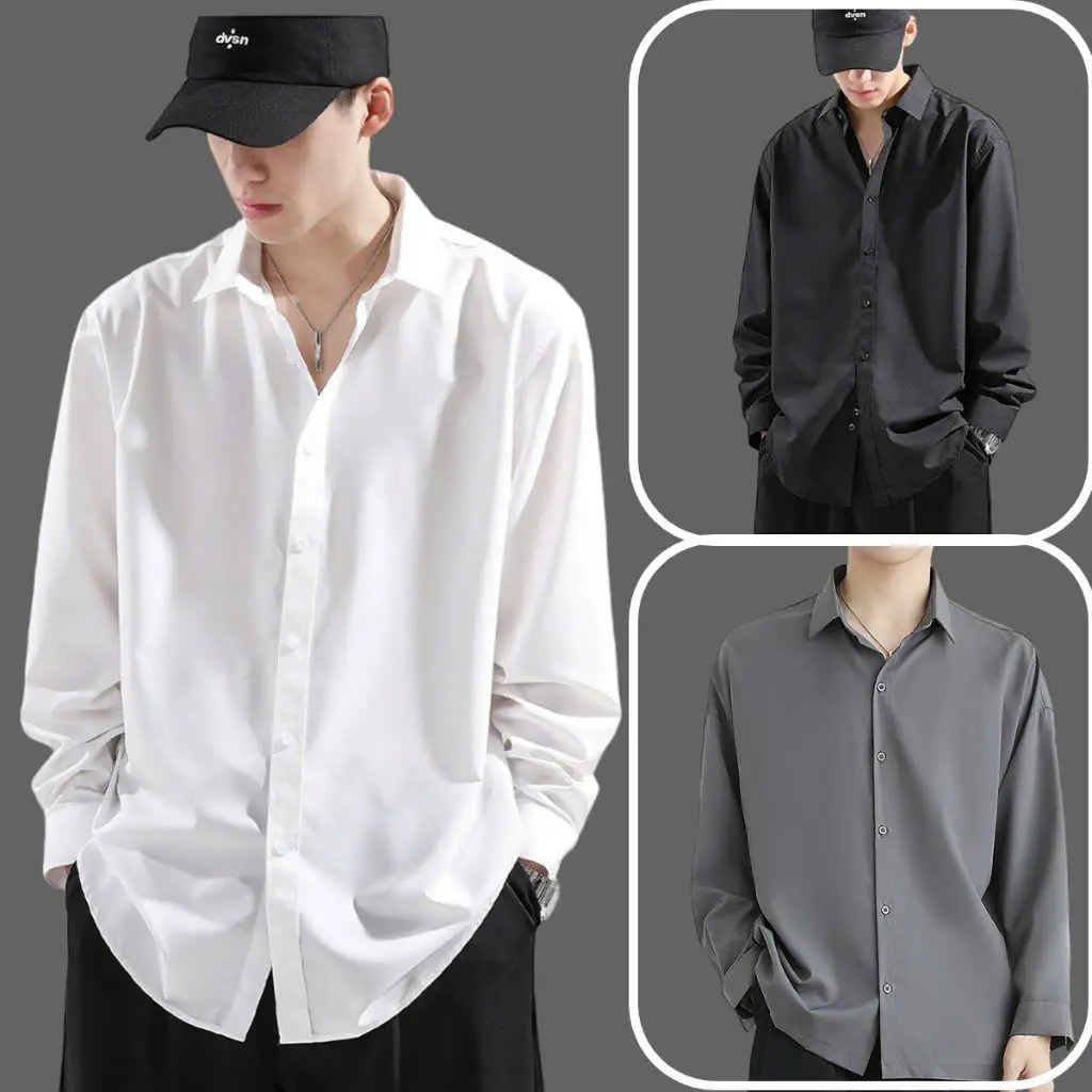 Áo sơ mi nam nữ form rộng dài tay Fitu vải lụa mát đi chơi đi làm Menswear áo  sơ