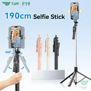 TNW F19 190CM Tongsis Tripod L16 360° Rotasi Selfie Stick Bluetooth Remote Tripod Dengan 1/4 Adaptor untuk Handphone Kamera DSLR