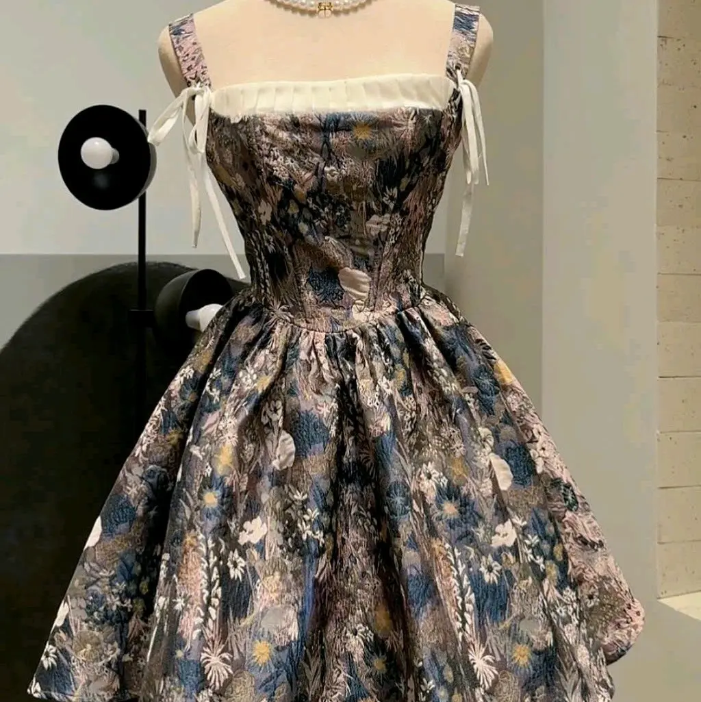 ĐẦM TAPTA IN HỌA TIẾT XÒE CỔ VUÔNG CÓ MÚT LÓT SIZE ML Nữ Dress Women.