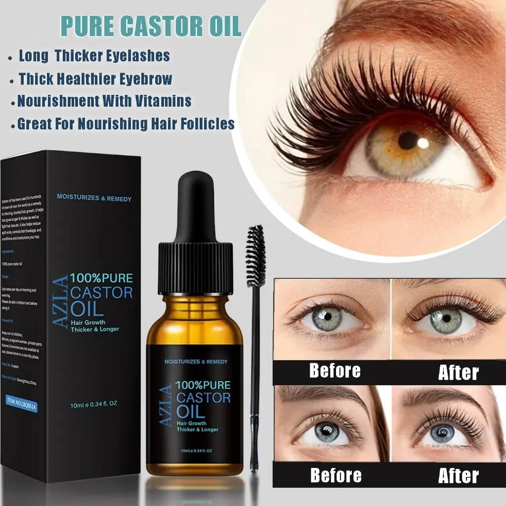 AZLA Natural Castor Oil Eyelash Growth Essential Oil Thick Hair Growth 10ml Eyebrow Liquid 30ml