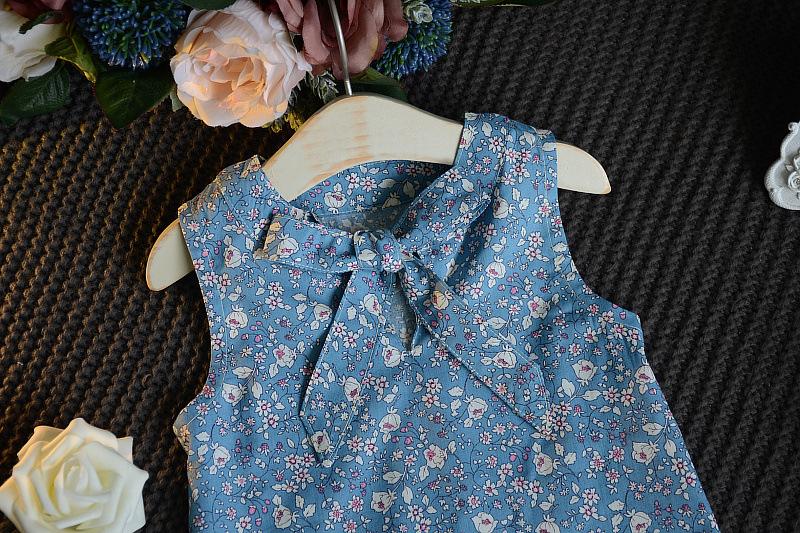 Product Introduction of Summer Children Sleeveless Bow Vest+shorts Floral Two-piece Suit 8