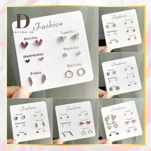 Anting Set 6 Pasang Anting Tusuk 6 in 1 Fashion Ala Korea Aksesoris Murah Earrings