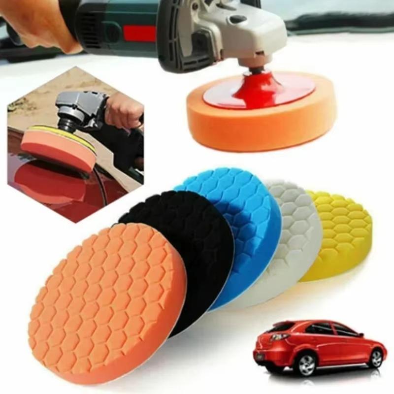 5pcs/Set Easy to Use 3/4/5/6/7 Inch Car Polishing Pad Kit Circular Self-Adhesive Auto Car Buffing Pad Set Reusable Polisher Waxing Pads for Car Polisher Dril 1
