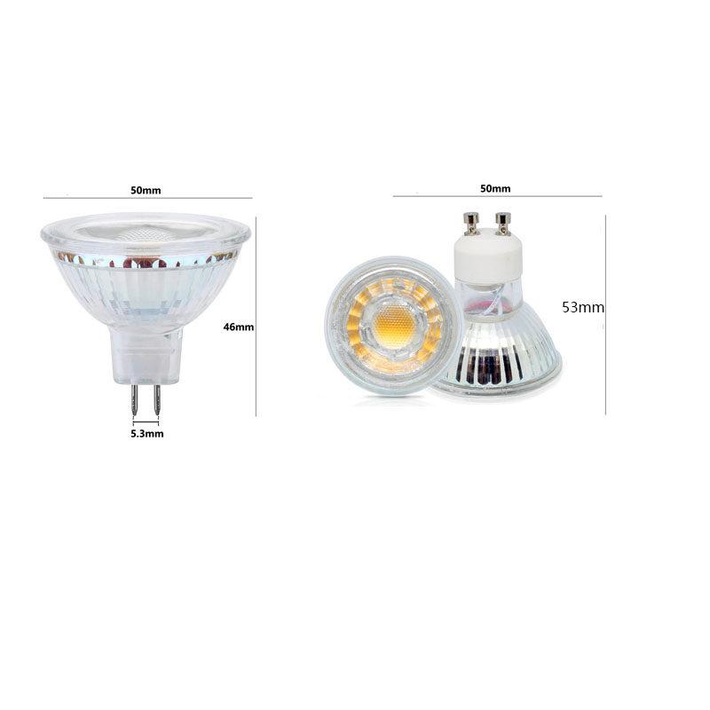 Product Introduction of 5Pcs 5W MR16 GU10 Spotlight Glass body AC 220V dimmable COB LED bulb warm white cold white 28