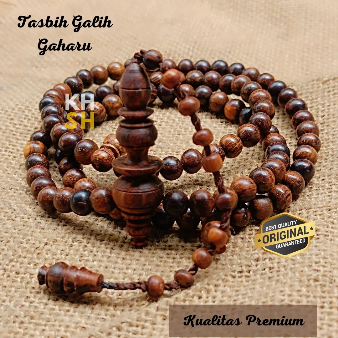 TASBIH GAHARU GRADE SUPER | Tasbih gaharu 99 butir kualitas premium Hitam Full Galih