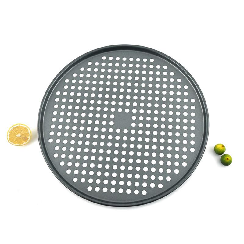 Pizza Pan Pizza Baking Plates Non-stick Bakeware Pie Pan Crisper Tray with Hole Round Professional Stainless Steel Plate Kitchen Pasta Utensils Oven 6