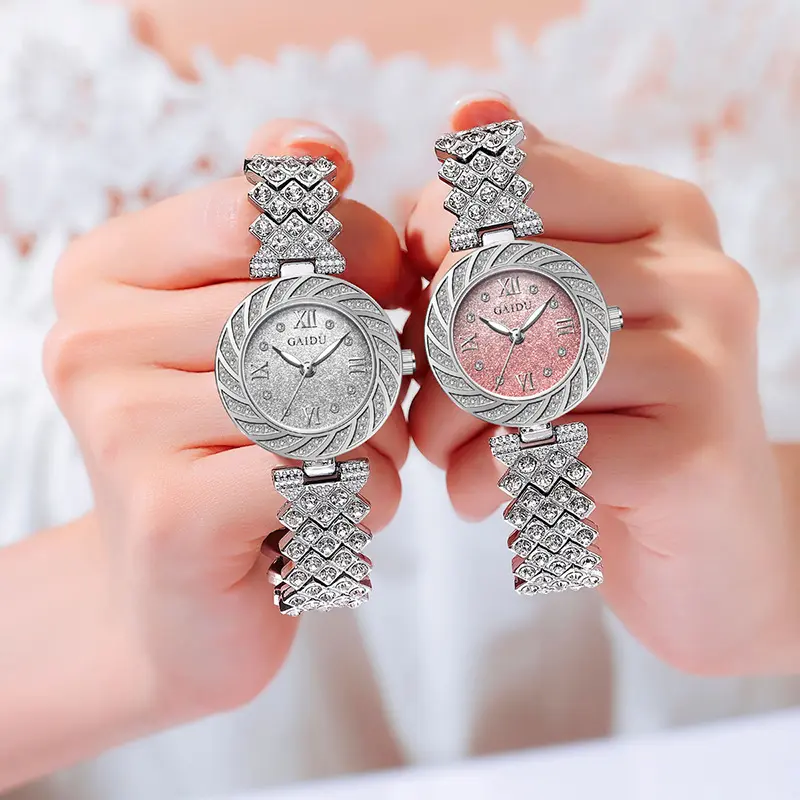 New Full Diamond Fashion Women's Watch Bracelet Watch Light Luxury Temperament Women's Watch Waterproof Hot Quartz Watch Get Gift for Girlfriend Free
