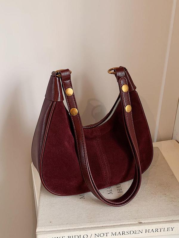 New Women's Simple Solid Color Zipper Shoulder Lux Bag, Fashionable Versatile Underarm Bag, All-match Hobo Bag for Daily Used, Bags for Women 5