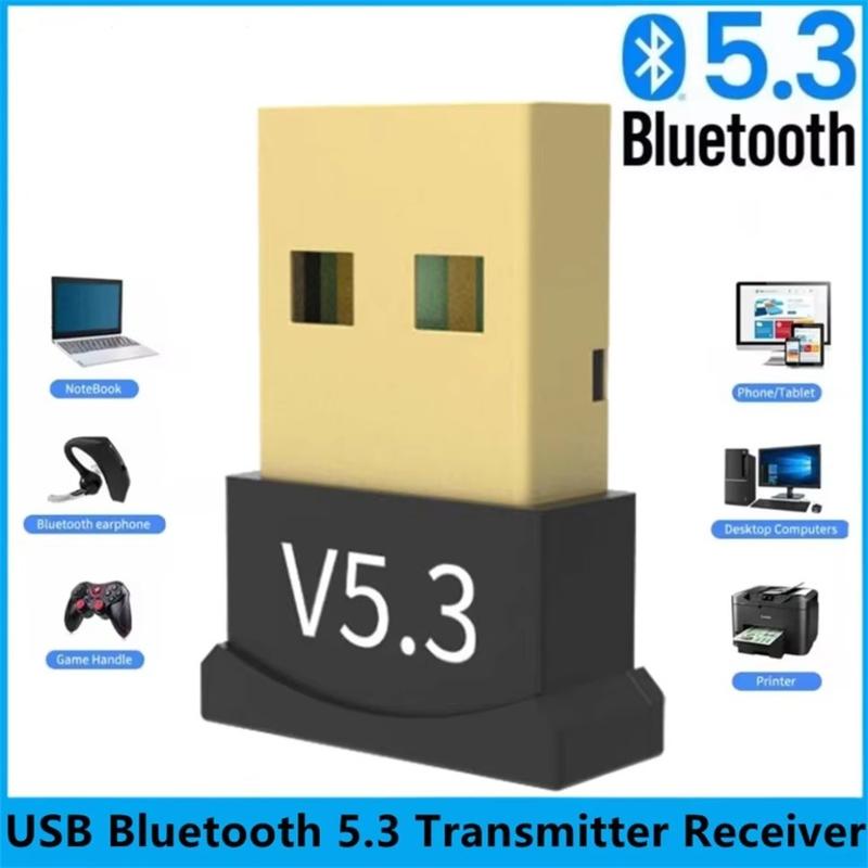 Mới USB Bluetooth Bộ chuyển đổi 5.3 Máy tính PC Khóa điện tử Bluetooth Máy thu phát 20m Bộ chuyển đổi âm thanh USB Bluetooth không dây