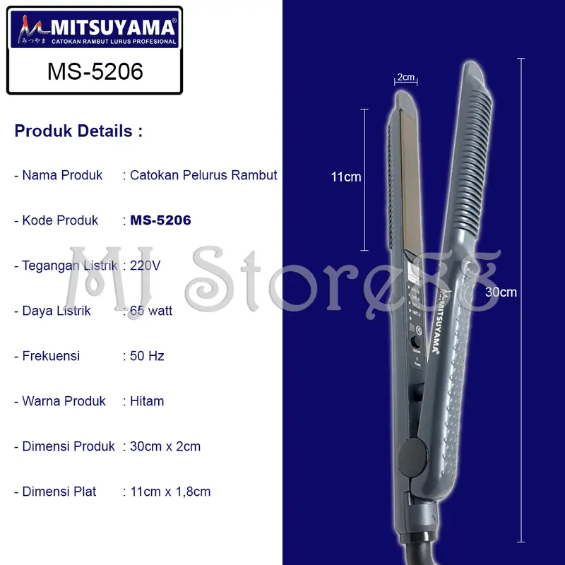 MITSUYAMA / MS-5206 / Catokan Pelurus dan Pengeriting Rambut / Hair Iron Straightener - MJ 0