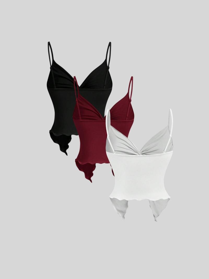 Product Introduction of Women's Solid Butterfly Sleeve Tie Shoulder Cami Top, Casual Adjustable Spaghetti Strap Top for Summer, Ladies Clothes for Daily Wear 2