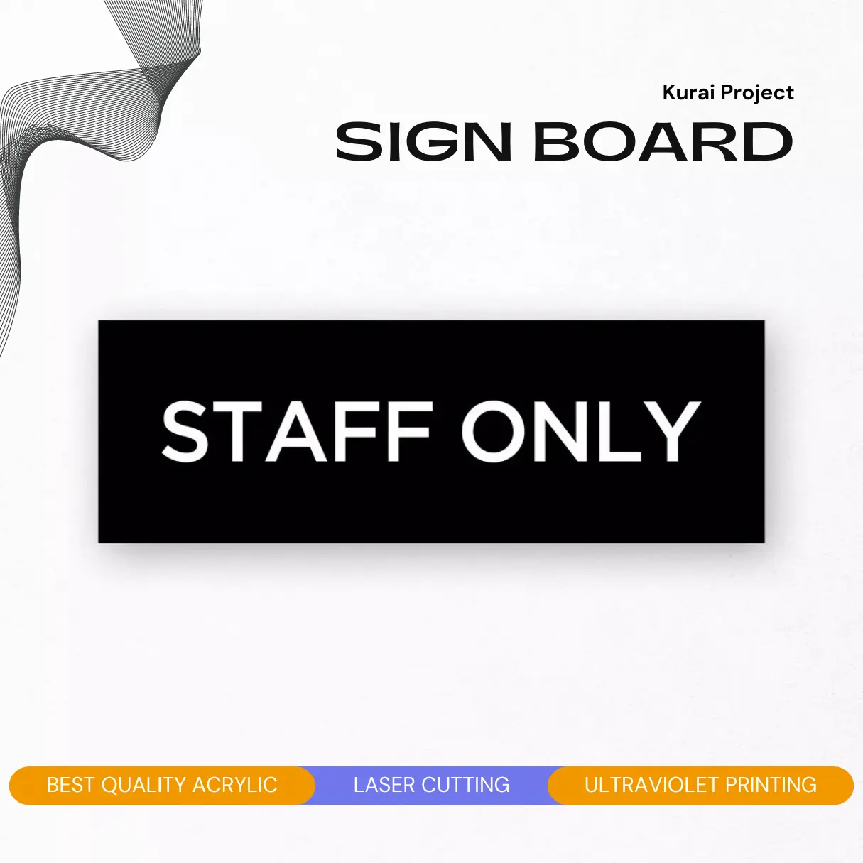 Akrilik Custom Papan nama -  STAFF ONLY Acrylic Custom Sign Board Nama Ruangan - Akrilik Print Papan Nama Ruang Kantor Petunjuk Label Acrylic Tempel