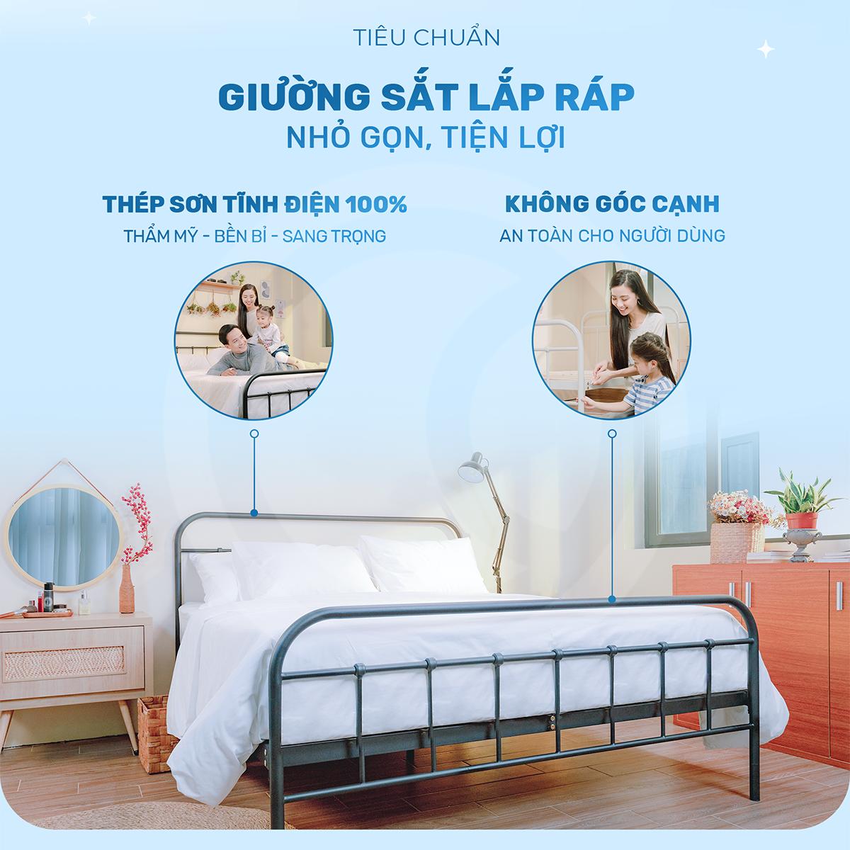 Giường sắt WILLOW màu trắng bóng