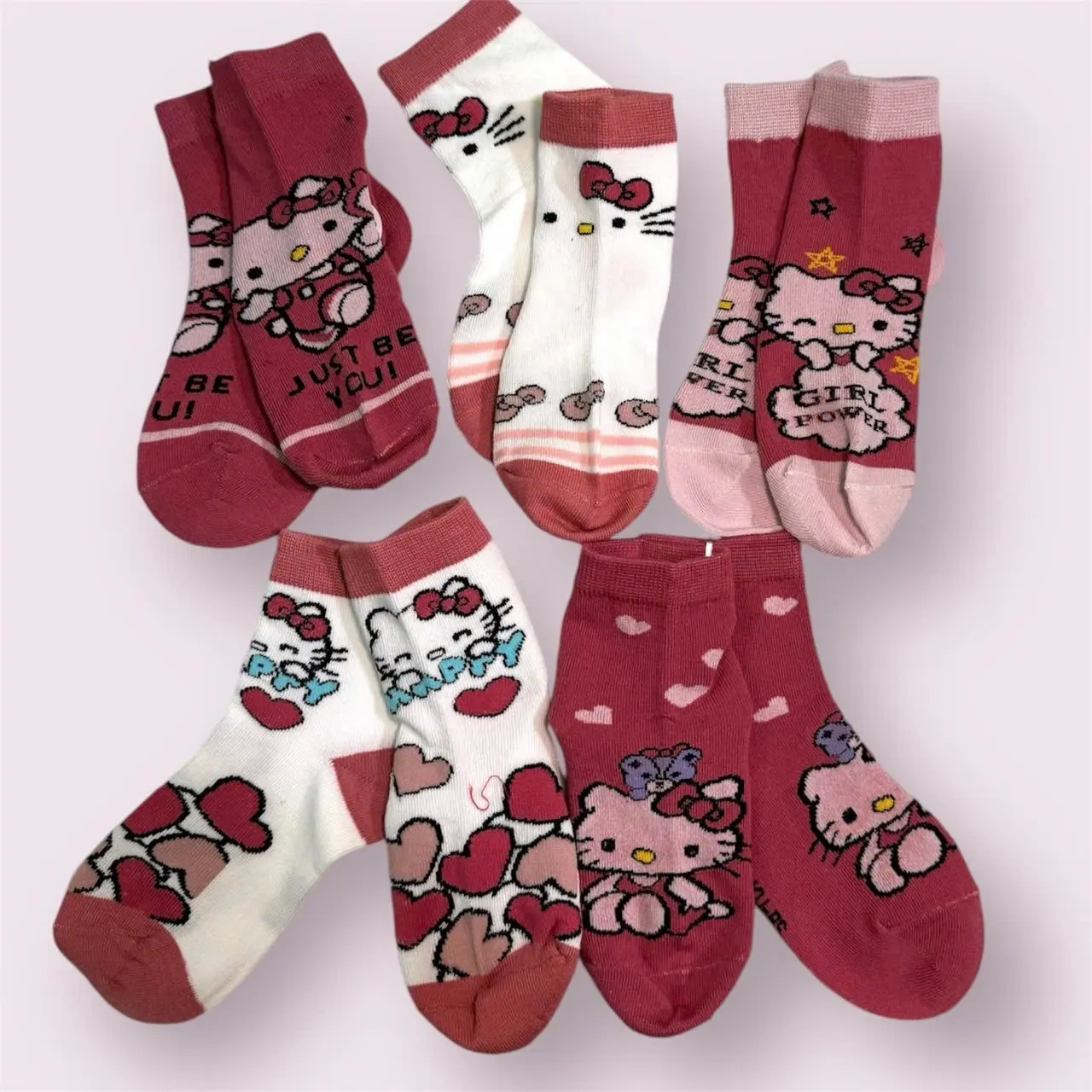 Sét 5 đôi tất mèo helokity cho bé gái size 1-12 tuổi