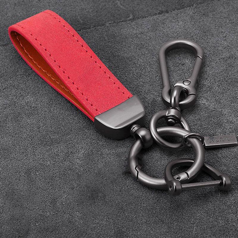 Product Introduction of Luxury Matte Leather Keychain Top-end Business Gift For Man Good Quality Black Brown PU Leather Car Key Keyholder Key Chain 23