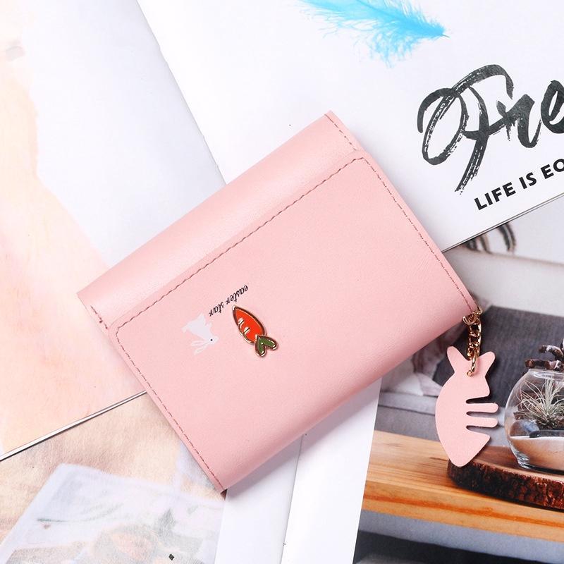 Ví nữ mini xinh dễ thương giá rẻ da PU học sinh thời trang Hàn Quốc đựng tiền  và thẻ Ví gập ba SANTOT VNST02 Wallet Hình Chữ Nhật ví  tiền