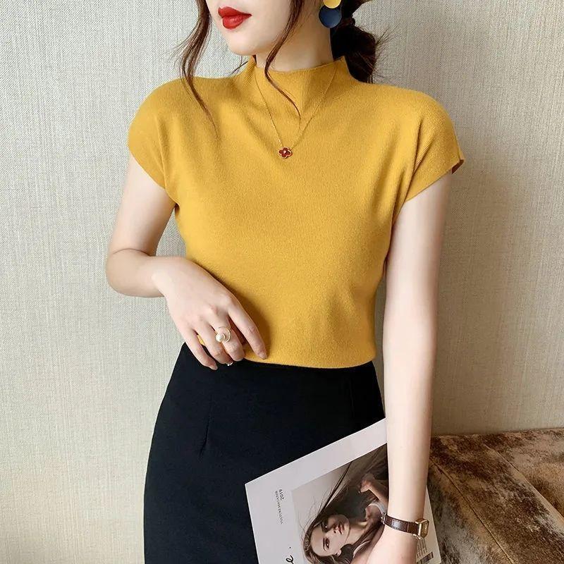 Product Introduction of Áo Len Tay Ngắn Dáng Ôm, Cổ Lọ Nửa, Hàng Mới Về Mùa Hè 2025, Áo Chui Đầu Bó Sát, Dễ Phối Đồ Thích Hợp Cho Lớp Nền Áo Cánh, Có Thể Mặc Bên Trong Áo Cánh, Dành Cho Nữ 9