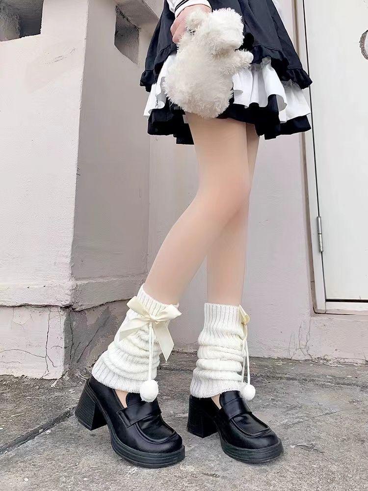 Product Introduction of Tất Chân Phong Cách Lolita, Nhật Bản Và Dễ Thương, Có Quả Bóng Lông, Nơ Cọc, Giữ Ấm Chân, Dành Cho Nữ, Thích Hợp Cho Mùa Thu, Tất Trắng, Nữ 4