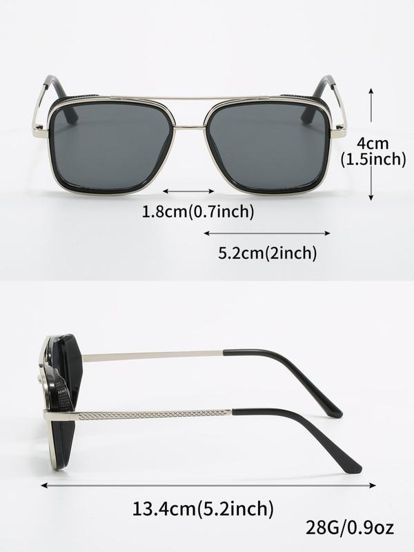 Men's 1 Pair Simple Sunglasses For Everyday Use, Summer Square Frame Double Beam Fashion Sunglasses, Modern Travel Accessories 1