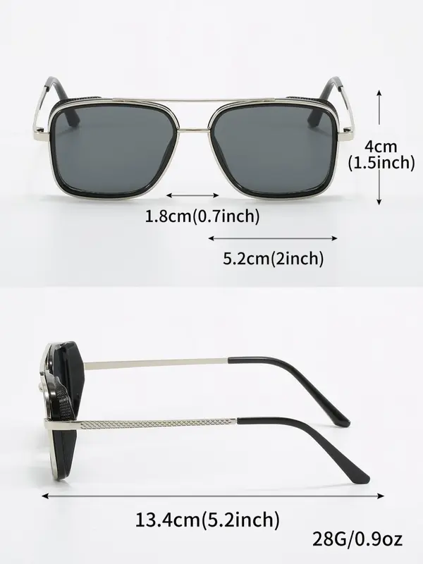 Men's 1 Pair Simple Sunglasses For Everyday Use, Summer Square Frame Double Beam Fashion Sunglasses, Modern Travel Accessories 1