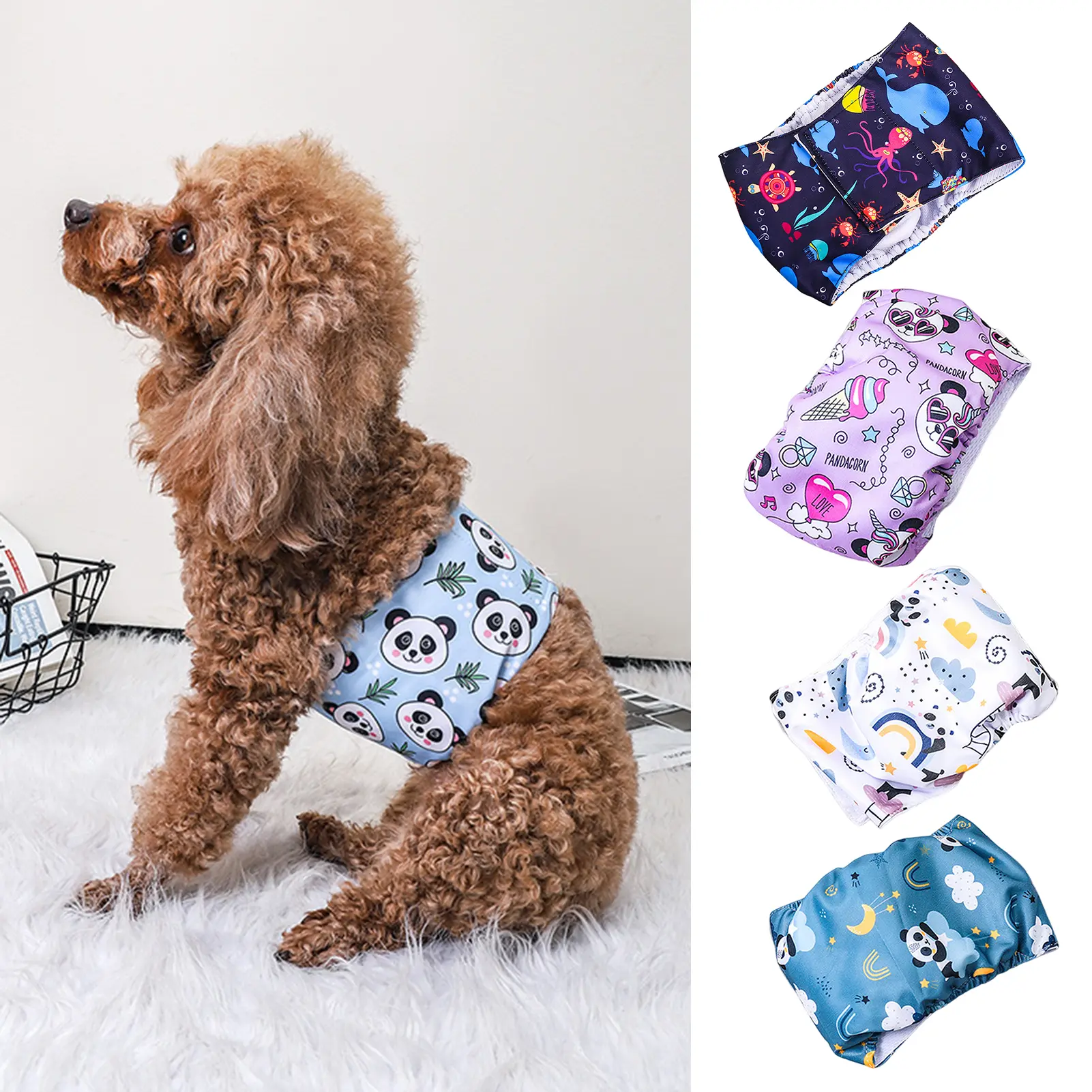 slolbut-Adjustable Washable Pet Sanitary Pants Fastener Tape Absorbent Leak-Proof Male Dog Physiological Diaper Pet Supply