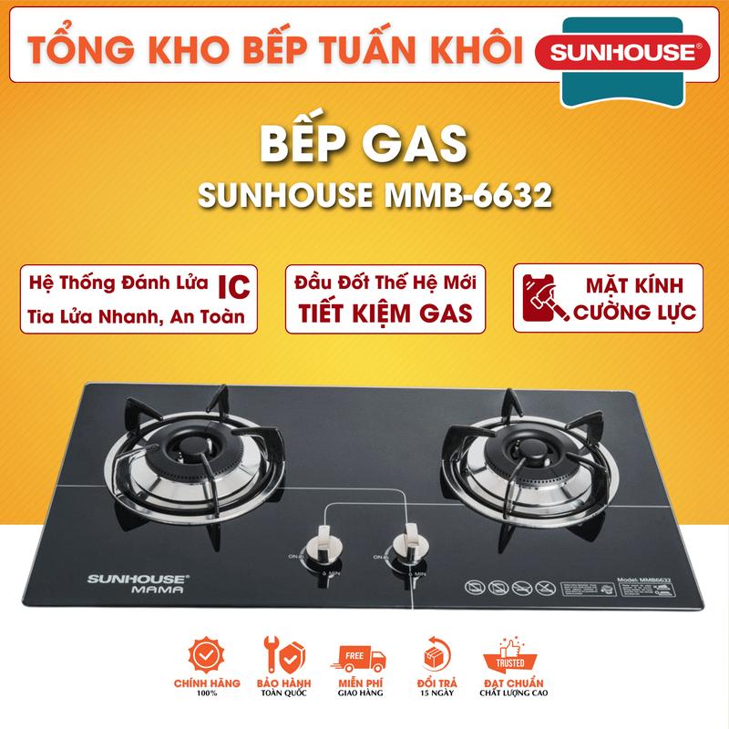 Bếp Gas Âm Kính SUNHOUSE MAMA MMB 6632, Tiết Kiệm Gas, Mặt Kính Chịu Lực Tốt, Đánh Lửa IC Cho Tia Lửa Nhanh