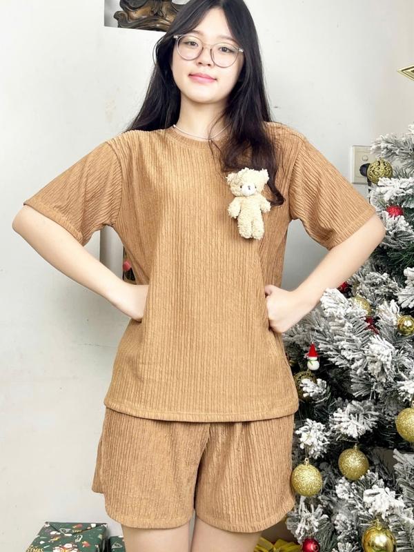 Set Đồ Bộ Nữ Mặc Nhà Thun Xốp Nhật, Mềm Mại, Thoáng Mát, Thấm Hút Mồ Hôi - Set Đồ Bộ Đùi Nữ Mặc Nhà Bigsize Áo Women Top 4