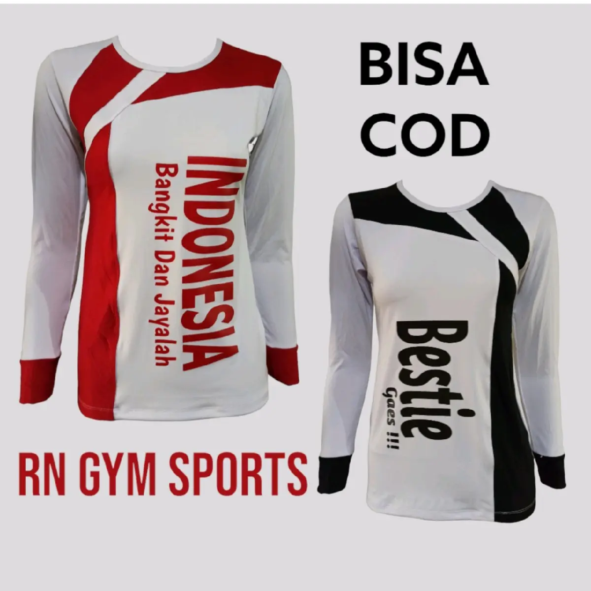 kaos olah raga baju atasan senam wanita merah putih terlaris Wanita Sport