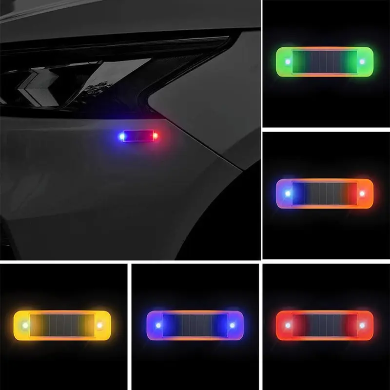 Còi Báo Động Ô Tô, 1x, Đèn LED Lung Linh Năng Lượng Mặt Trời, Tín Hiệu Chống Trộm An Ninh Giả Phụ Tùng 1