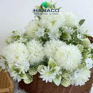 [COD] HANACO - Bouquet bunga BKT 1006 CUI Bunga Pompom Krisan Artifisial Dekorasi Hiasan Seserahan Buket Palsu