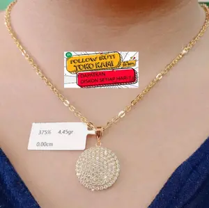 Kalung titanium asli ori mewah nuri kaca import lapis emas 24k anti karat perhiasan wanita dewasa