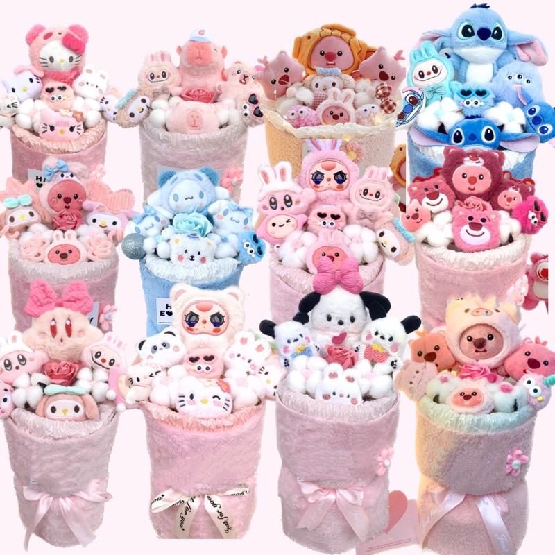 Tặng túi+đèn nháy Bó hoa gấu bông len handmade làm quà tặng sinh Nhật quà tốt nghiệp quà thiếu nhi 1 6 hoa gấu hoa len gấubông