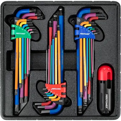 Bastex Allen Wrench &ap; Hex Key 30PC Tool Set Etric And SAE Standard
