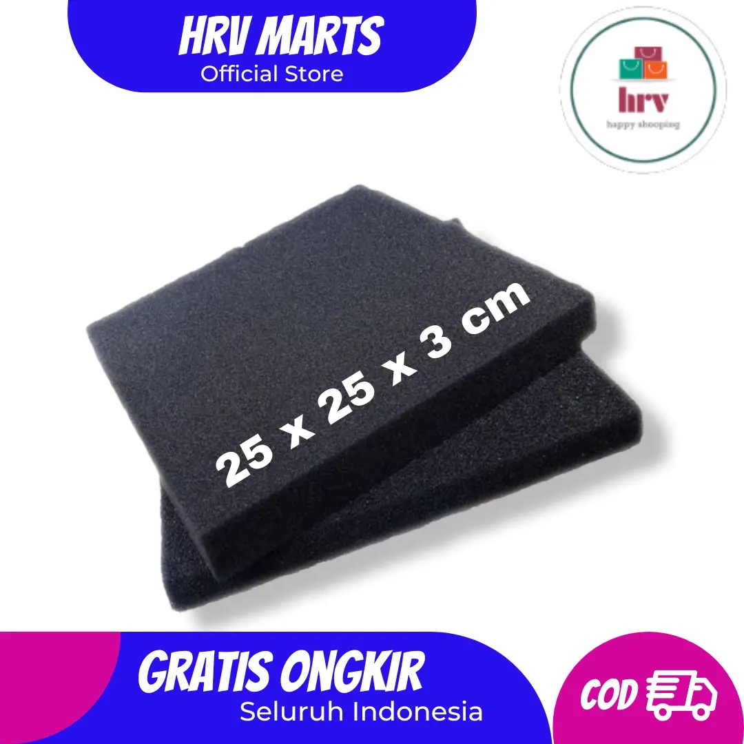 Biofoam Biofill Busa Hitam Media Filter Akuarium Kolam 25x25x3 cm