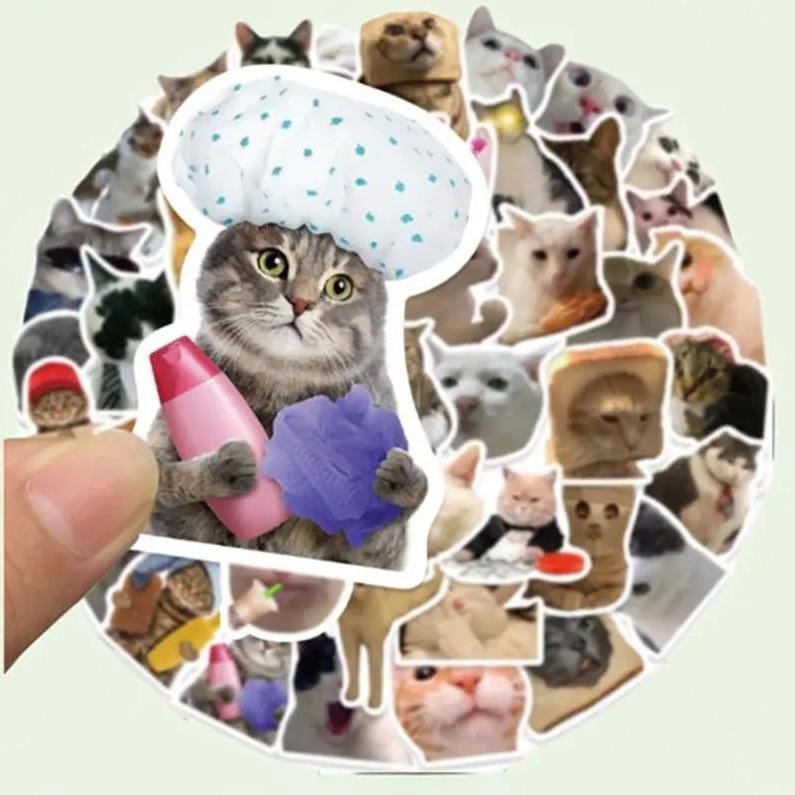 Set hình dán 50 miếng sticker mèo cún kuromi con vật cỡ to cute trang trí mũ laptop đồ dùng đa năng quà tặng đẹp rẻ