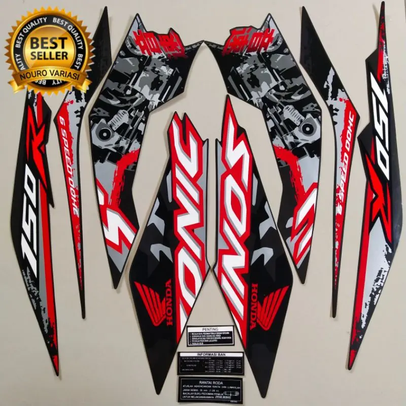 striping honda sonic 150 r 2019 2020 hitam list body standar kualitas terbaik
