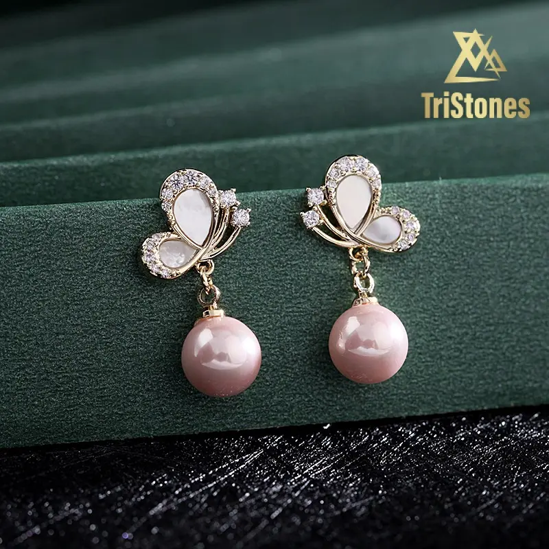 Hoa Tai Kiểu Pháp, Thiết Kế Đẹp Nhật Bản Và Hàn Quốc, Hoa Tai Vỏ Sò Nhỏ Đinh Tán Bướm Zircon Ngắn, Dành Cho Nữ Khuyên Tai Voi Voan Cua 5