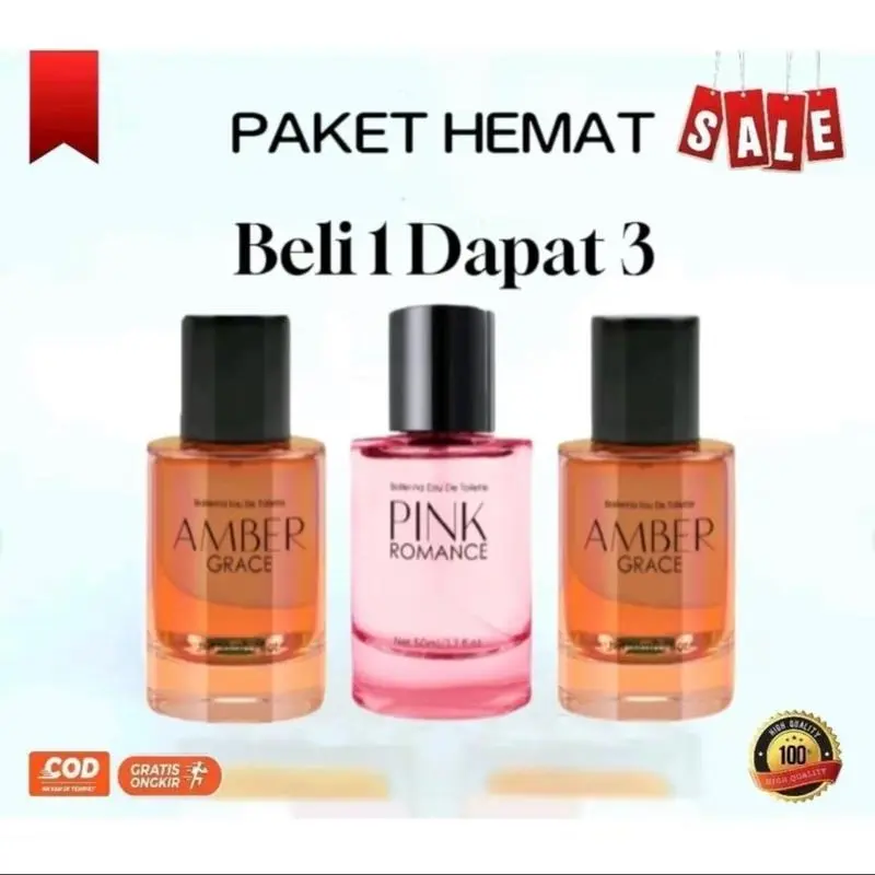 Beli 1 Dapat 3 Parfum Pink Romance Amber Grace Aroma Wanita Tahan Lama 1