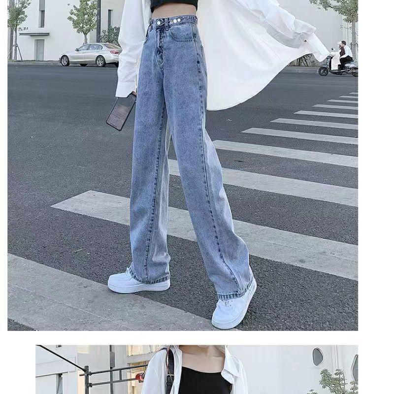 Product Introduction of Quần jean cạp cao ống rộng dành cho phụ nữ, mùa xuân và mùa hè, mới, nhẹ, Xanh Biển , thẳng, lỏng lẻo, mỏng, quần lau nhà Women Ong 7