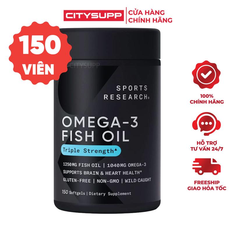 Viên Dầu Cá Sports Research SR Omega-3 Fish Oil Triple Strength (150 Viên) | Nhập Khẩu Mỹ | CitySupp