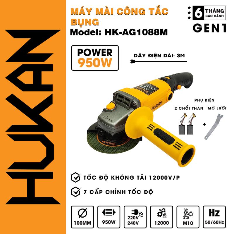 Máy mài điện Hukan HK-AG1088M tay dài công tắc bóp có chỉnh tốc, cổng suất 930W