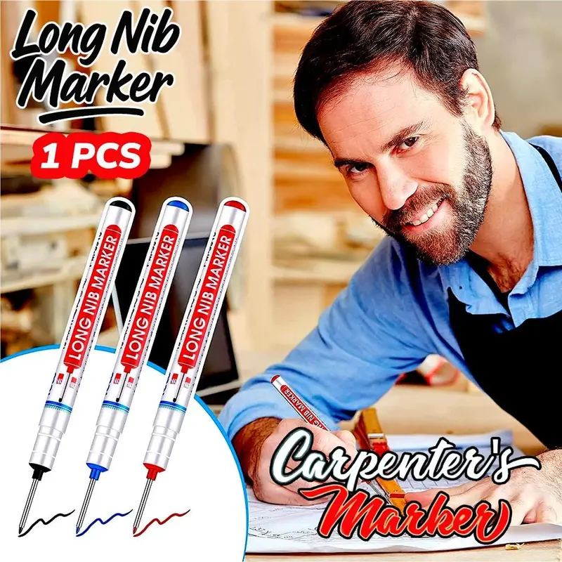 Spidol Pulpen Pena Permanen Tukang Bangunan Kepala Panjang Long Nip Tip Waterproof Paint Marker Penanda Besi Kayu Plastik Ban Mobil Motor Tahan Air 0