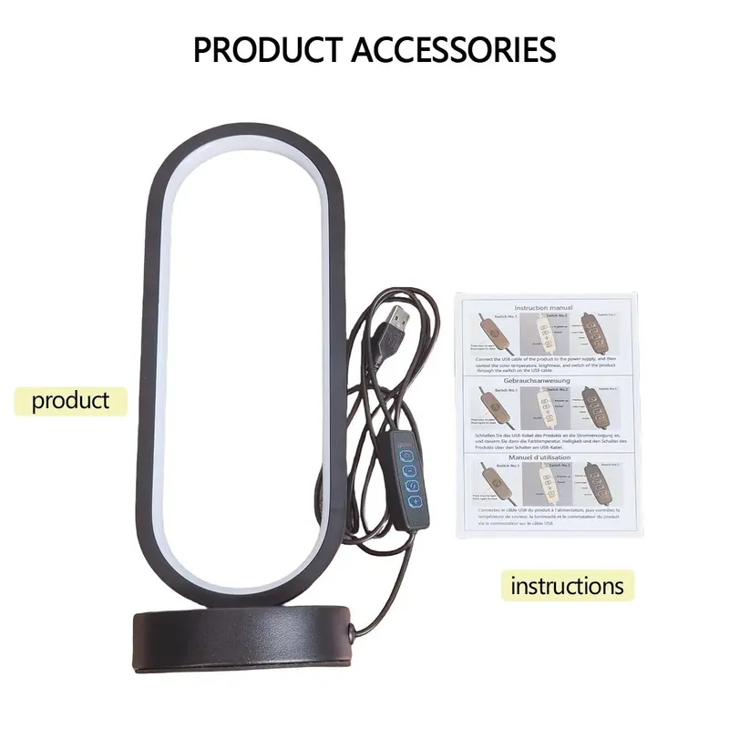 USB Powered LED Desk Lamp, 3-color Dimming Ambient Desk Light, Eye Protector LED Desk Lamp for Home Office Bedroom Study Room, LED Lights 5