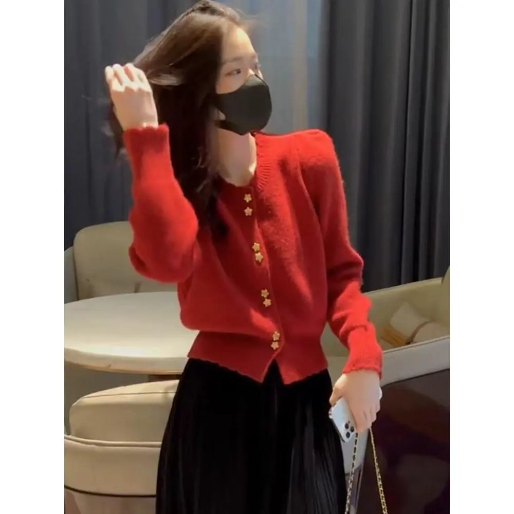 Áo Len, Len Mềm, Thời Trang Và Phong Cách, Ren Thiết Kế Độc Đáo Và Hợp Xu hướng Cổ Tròn, Phong Cách Đầu Xuân, Áo Khoác Cardigan Áo Len, Thời Trang Nữ Women áo  len xinh Top