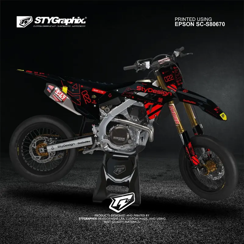 DECAL CRF 450 MERAH PUTIH BISA DI APLIKASIKAN KE GORDON CRF150L KLX DTRACKER WR 2
