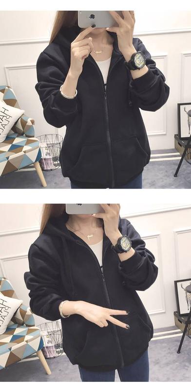 Product Introduction of Large Size Slimming Autumn and Winter Hoodie Coat Women's Ins Zipper Cardigan Fleece-Lined Thick Loose Sweater Women's Fashion 15