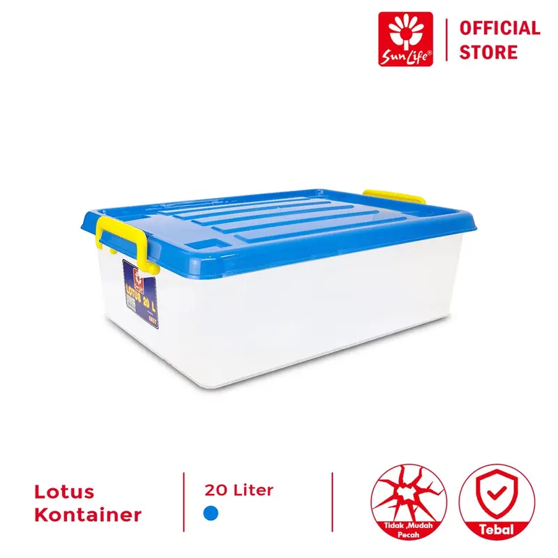 SUNLIFE Lotus Keranjang Plastik 20L dengan Tutup – Container Box Serbaguna, Penyimpanan Praktis dan Rapi 1