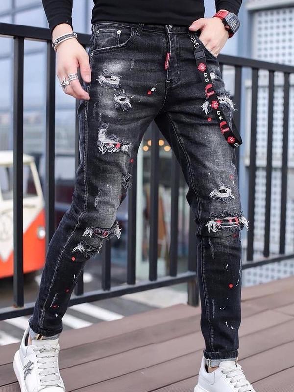 Quần Jean nam rách kiểu vẩy sơn, chất denim co dãn nhẹ thoải mái thời trang ( Không kèm phụ kiện)  MS34 Menswear Pants