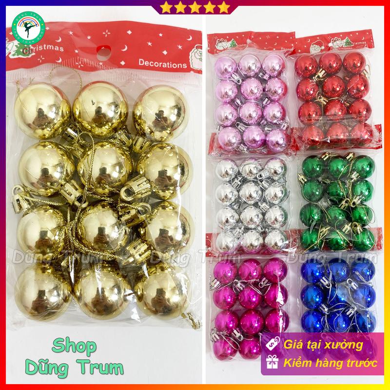 Set 12 quả Châu trang trí Noel đường kính 3cm đủ màu sắc Decor siêu xinh