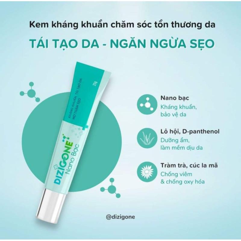 [Mua nhận quà] Kem DIZIGONE NANO BẠC - Kháng khuẩn, lành thương, ngăn ngừa sẹo, phục hồi tổn thương da mạn tính 5